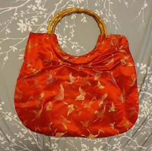 Asian Vintage Styled Hand Purse with Bamboo Handles